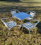 Table, Cafe Set with 4 Chairs Aluminum