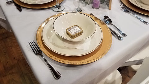 Dinnerware, white with gold salad/soup bowl