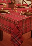 Linen Red Tartan Plaid Table Linen 60" x 84"