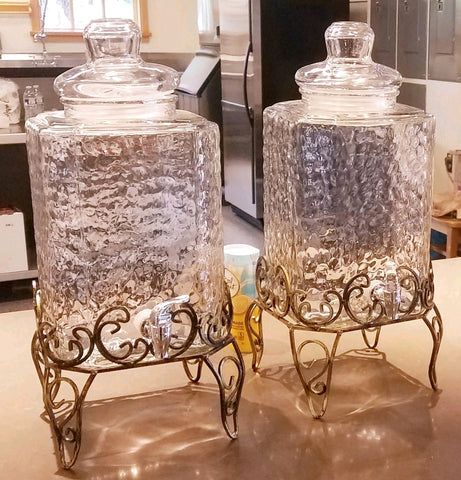 Beverage Dispenser, Hammered Glass