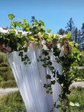 Floral Silks with Greenery Garland and Fabric Arbor Decor